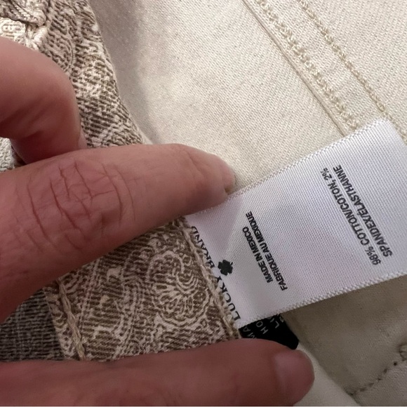 Lucky Brand Jeans Charlie Skinny Ankle Paisley Taupe White Denim Zip Size 14 /32 - Picture 5 of 10